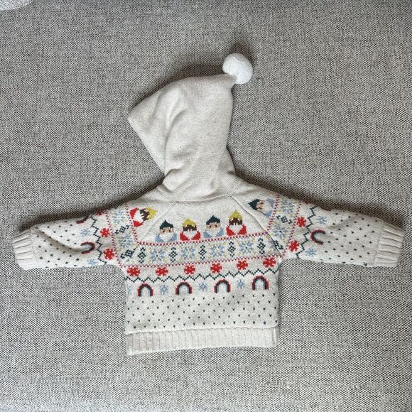 Hanna Andersson Baby Gnome Sweater Jacket Cardigan Full Zip Hooded Sherpa 6-12 m - Picture 10 of 10